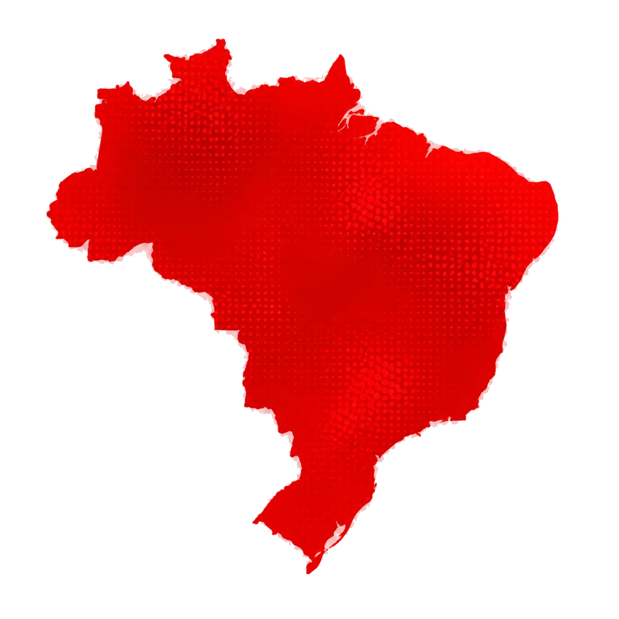 Mapa do Brasil em vermelho indicando cobertura nacional