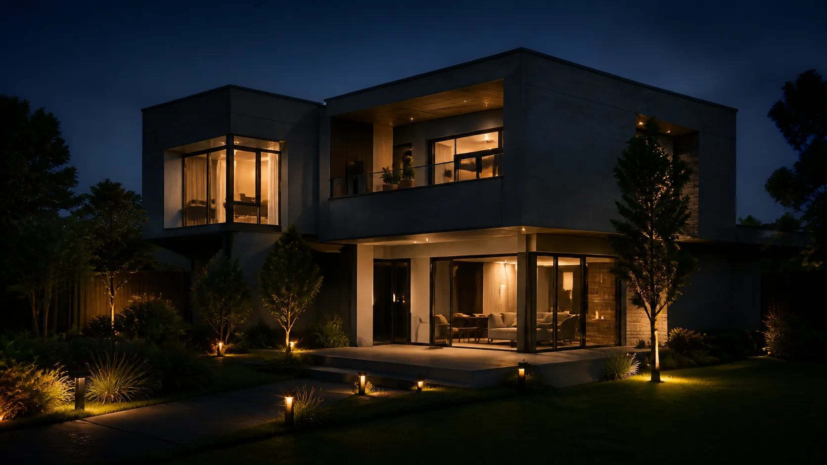 Casa contemporânea com projeto de iluminação residencial