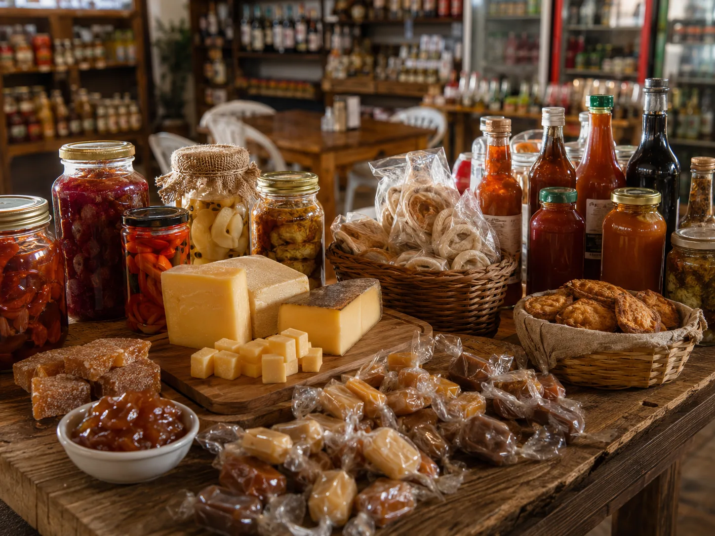 Queijos, doces, caf&eacute;s, mel e produtos tradicionais mineiros