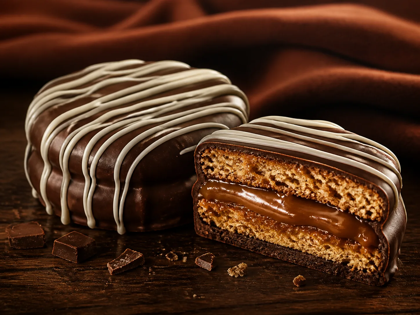 Alfajor Havill&aacute; de doce de leite coberto com chocolate