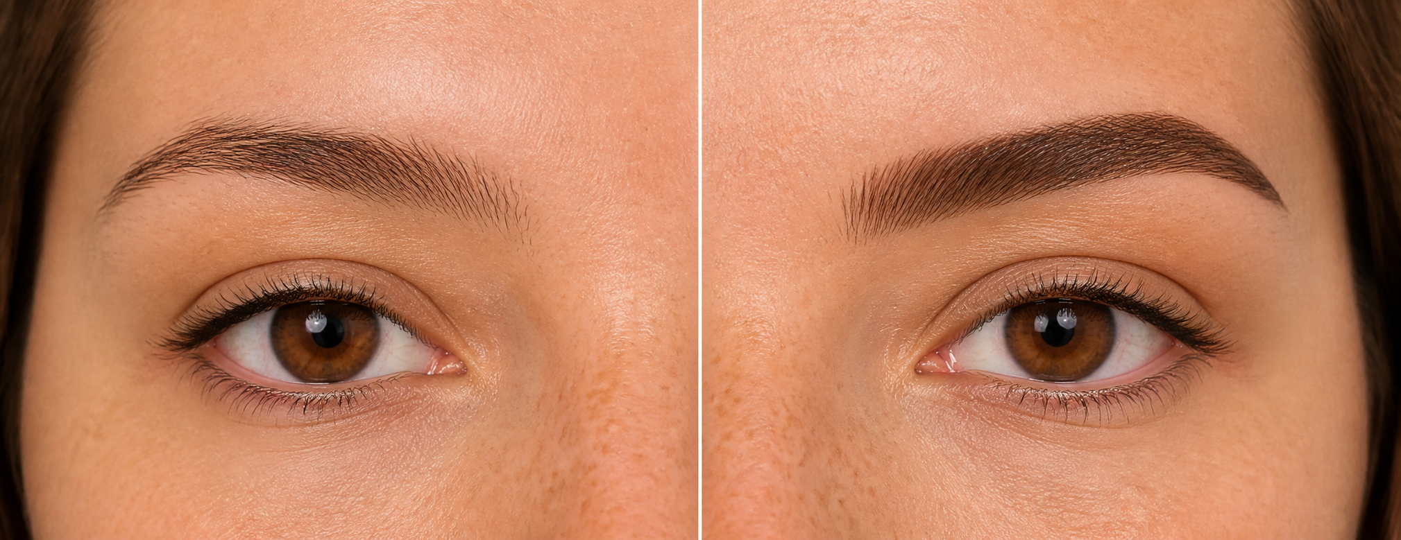 Antes e depois de correção suave com henna