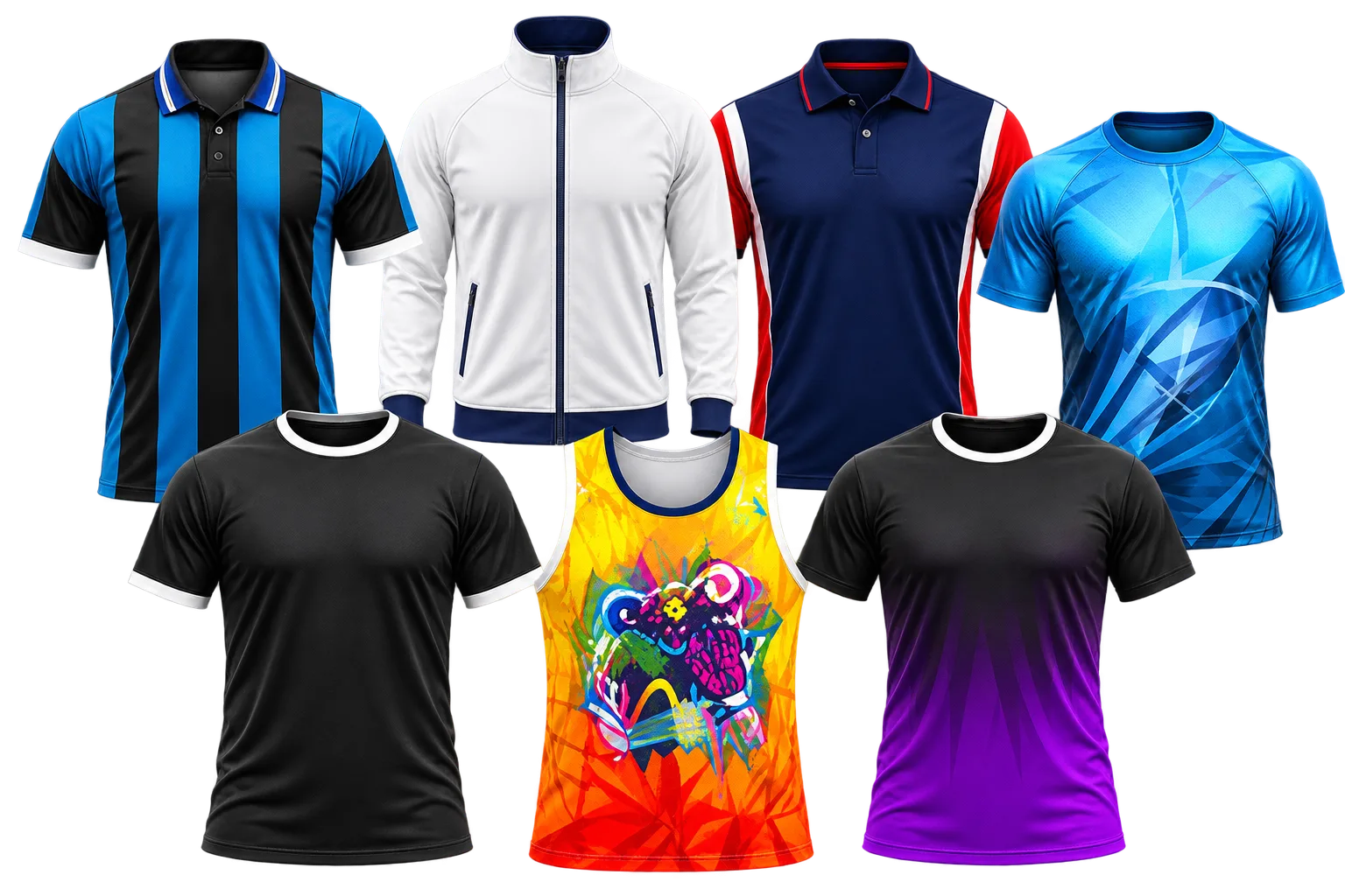 Conjunto de uniformes escolares, profissionais e esportivos personalizados